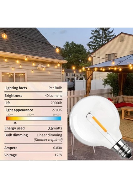 G40 LED Yedek Ampuller E12 Vidalı Taban Açık Telli Işıklar Sıcak Beyaz 30 Paketi Için (Yurt Dışından) indirimleri