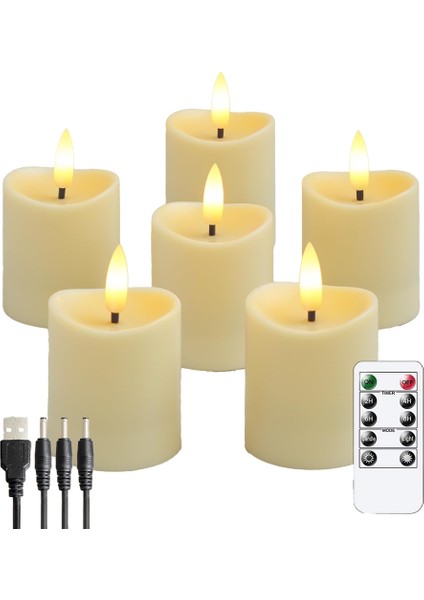 LED Mumlar Titreşim Alevsiz Mumlar Şarj Edilebilir Mum Uzaktan Kumanda ile Gerçek Balmumu Mumları Sütlü Beyaz (Yurt Dışından)