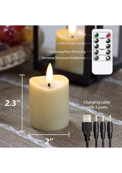 LED Mumlar Titreşim Alevsiz Mumlar Şarj Edilebilir Mum Uzaktan Kumanda ile Gerçek Balmumu Mumları Sütlü Beyaz (Yurt Dışından) fırsatları