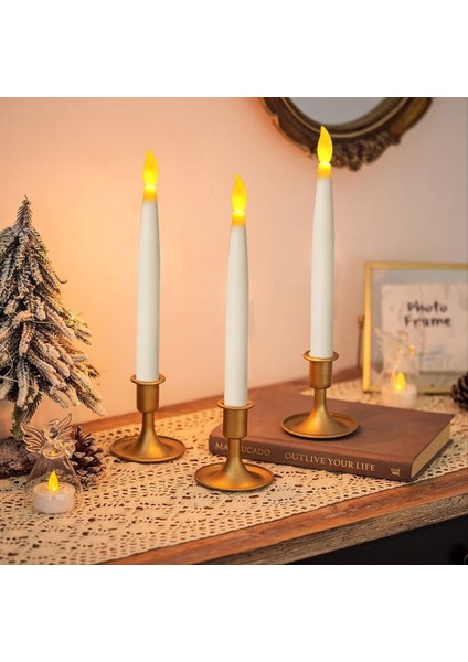 Asma Alevsiz Mumlar Asma Alevsiz Konik Mumlar LED Mumlar Sıcak Işık Noel Mumları Beyaz A (Yurt Dışından) fırsatları