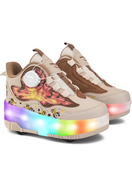 Flames Çocuk Patenli Işıklı Tekerlekli Spor Ayakkabı & Bej Kaykay Ayakkabı 4 Teker fiyatları