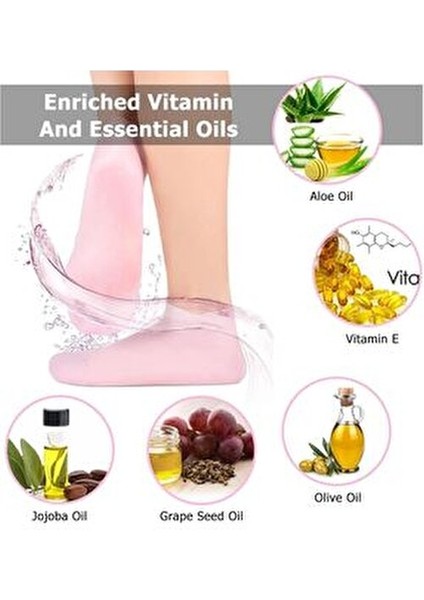 Silikon Nemlendirici Spa Jeli Topuk Çorap 1 Çift Ayak Bakımı Çorap Yumuşak Cilt Koruma