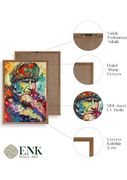 Atatürk Ahşap Çerçeveli Tablo 50 x 70 indirimleri