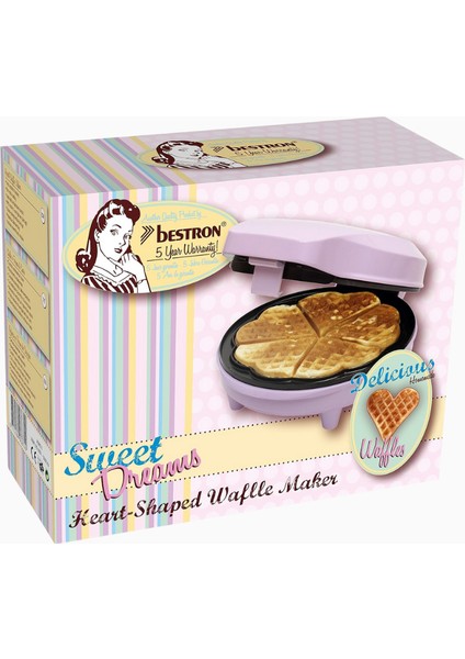 Retro Kalp Şeklinde Waffle Makinesi 700 W modelleri