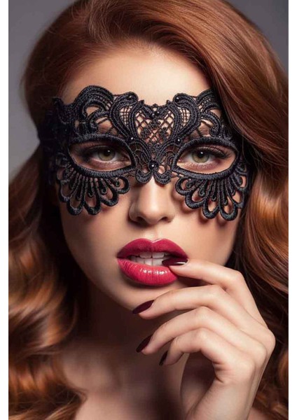 Merry See Dantel Göz Maskesi %90 Polyester %10 Elastan Siyah Renkli Kadınlar İçin Şık Aksesuar