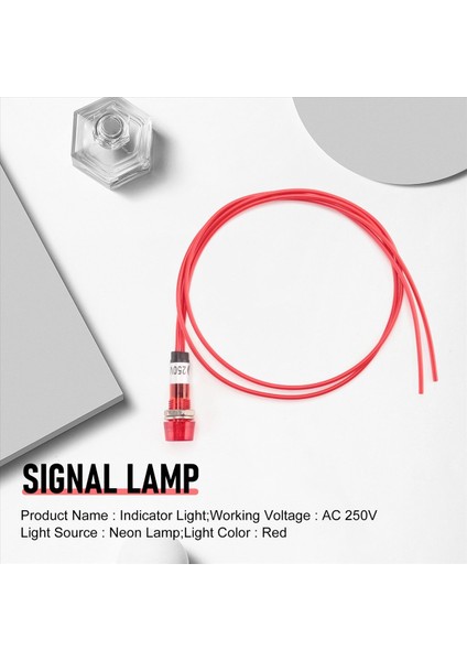Neon Gösterge Pilot Sinyal Lambası Kırmızı Işık Ac 250V W2 Kablolar (Yurt Dışından) fırsatları