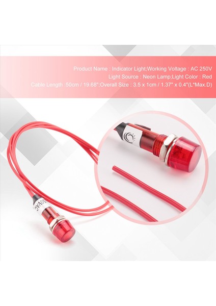 Neon Gösterge Pilot Sinyal Lambası Kırmızı Işık Ac 250V W2 Kablolar (Yurt Dışından) indirimleri