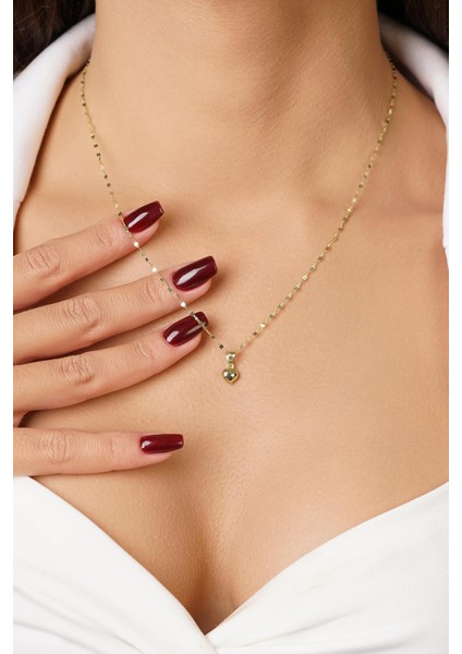 14 Ayar Altın Işıltılı Aynalı Zincirde Kalpli Kolye indirimleri