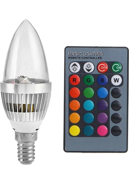 3W Akıllı E12 Rgb LED Renkli Değişiklik 24 Mum Uzaktan Kumanda Düğmesi Şeffaf Abajur (Yurt Dışından)