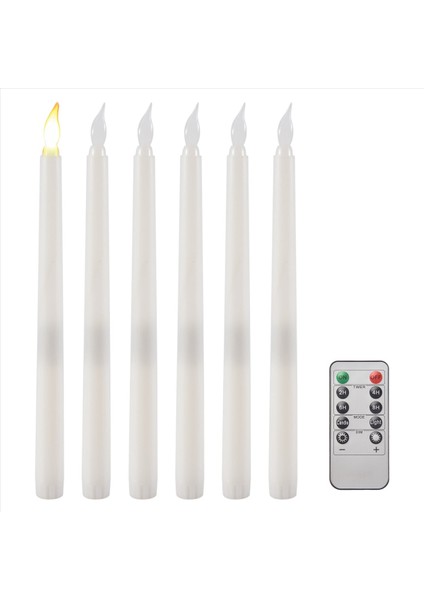 6pcs 10 Anahtarlı Uzak Zamanlayıcı ile Titreyen Alevsiz Konik Mumlar Pille Çalıştırılan LED Şamdan Pencere Mumları (Yurt Dışından) fırsatları