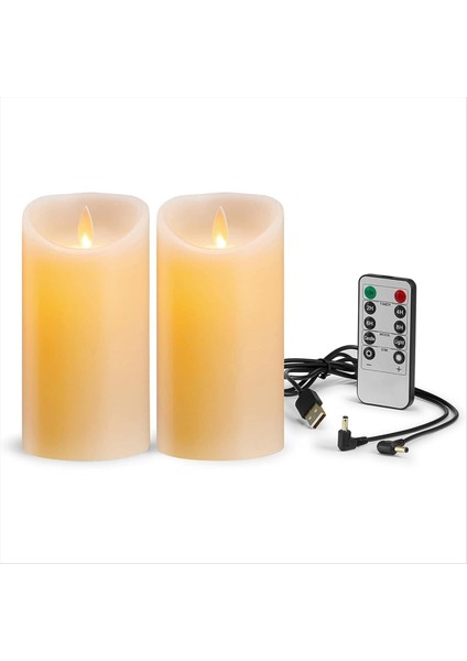 LED Titreşim Alevsiz Mumlar Şarj Edilebilir Mum Uzaktan Kumandalı Gerçek Balmumu Mumları Lambası Parlak (Yurt Dışından)