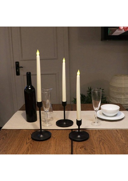 10 Anahtarlı Uzak Zamanlayıcı ile Titreyen 18 Adet Alevsiz Konik Mumlar Pille Çalıştırılan LED Şamdan Pencere Mumları (Yurt Dışından)