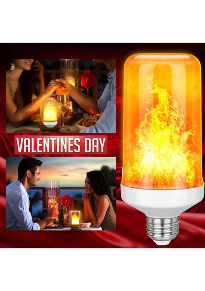 4x LED Flame Effect Ampul E27 Dekoratif Titreyen Gerçekçi Ateş Işıkları Ampul Festival Dekorasyon Lambası White-E (Yurt Dışından) modelleri