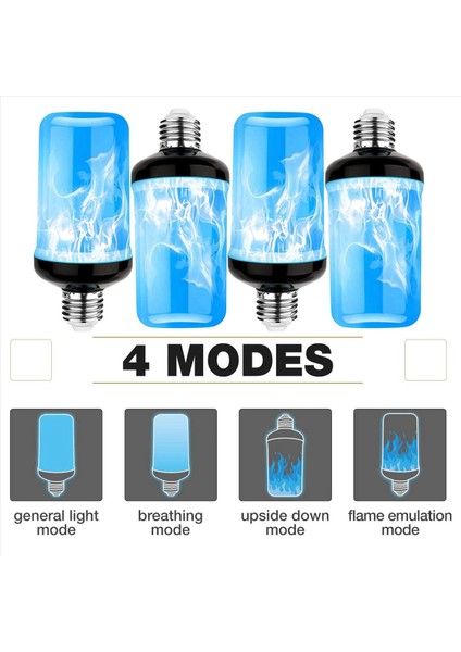 2x LED Flame Effect Ampul E27 Dekoratif Titreyen Gerçekçi Ateş Işıkları Ampul Festival Dekorasyon Lambası Black-C (Yurt Dışından) indirimleri