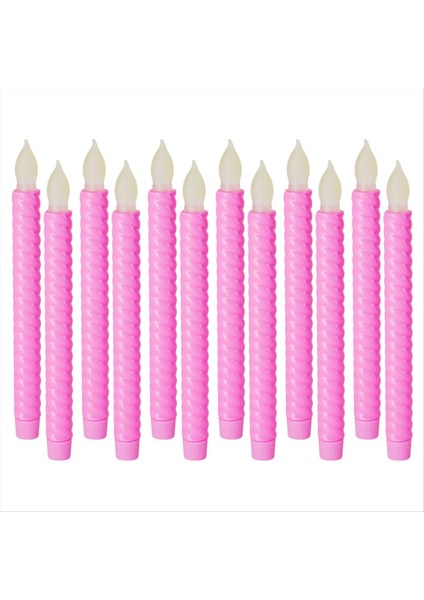 LED Mum Işıkları Uzun Sarı Flaş Simülasyonu Uzun Kutup Mum Doğum Günü Düğün Dekorasyon Işıkları Pembe (Yurt Dışından)