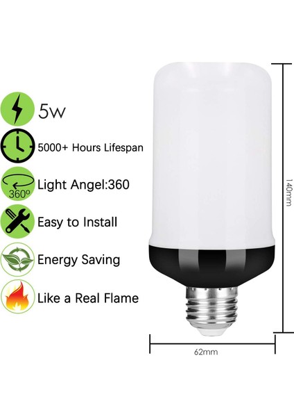 LED Flame Effect Ampul E27 Dekoratif Titreyen Gerçekçi Ateş Işıkları Ampul Festival Dekorasyon Lambası Black-C (Yurt Dışından) indirimleri