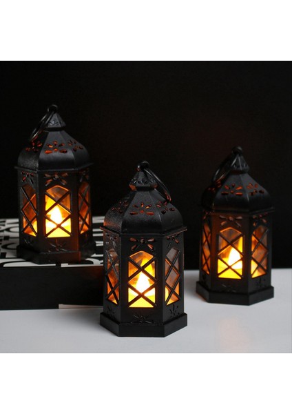 Retro Masaüstü Lamba Atmosfer Dekorasyon Altıgen Rüzgar Lambası Mum Lambası LED Rüzgar Lambası Taşınabilir At Lambası (Yurt Dışından) indirimleri