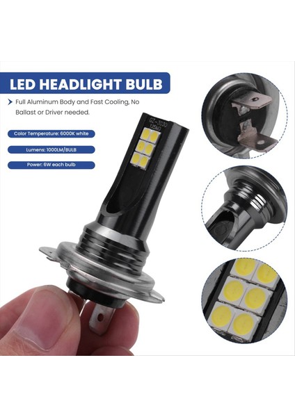 2pcs Ön Sis Kanbus Ampul H7 12SMD LED Sis Lambası Ampul Dönüşümü 1000LM 6000K Beyaz Işık Ampulü (Yurt Dışından) fırsatları