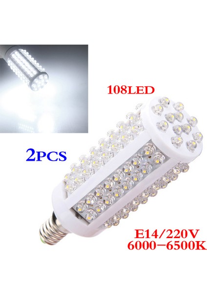 2pcs E14 7W 220V 108 LED Saf Beyaz Yüksek Güçlü Mısır Mısır Spot Işık Lamba Ampul (Yurt Dışından)
