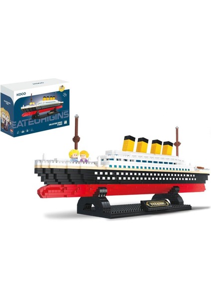 1510 Parçalı 2 Figürlü Titanic Yapım Seti 35CM. – Detaylı Gemi Maketi – Çocuk ve Yetişkin Blok Oyuncağı