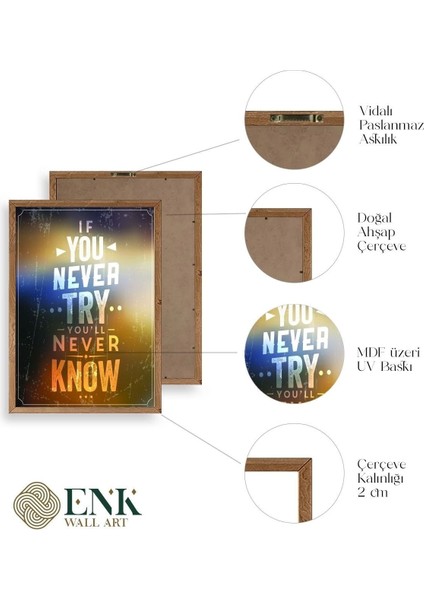 Motto Ahşap Çerçeveli Tablo 23 x 30 fırsatları