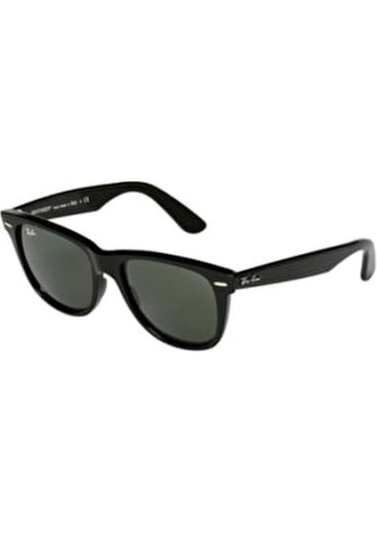 2140-54 901 Unisex Güneş Gözlüğü Siyah Çerçeve ve Yeşil Cam ile Antirefle Özellikli