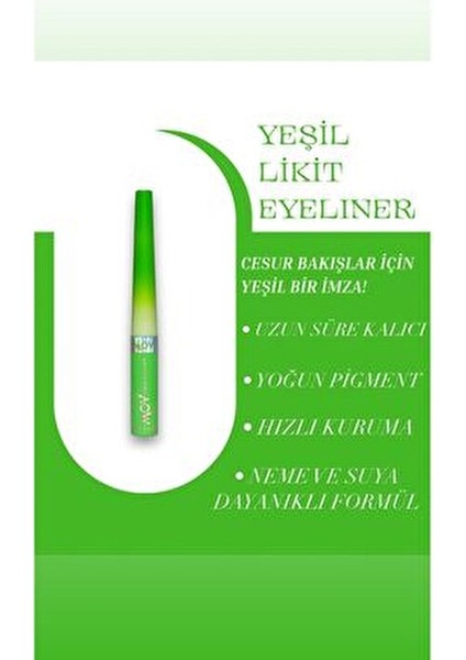 Likit Eyeliner Yeşil 3.5 gr İnce Uçlu Kolay Uygulama ile Suya Dayanıklı Özellikte fiyatları