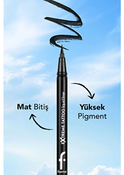 Extreme Tattoo Yüksek Pigmentli Mat Bitişli Akmayan Likit Göz Kalemi Siyah Renk