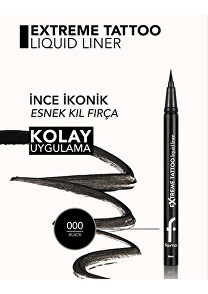 Extreme Tattoo Yüksek Pigmentli Mat Bitişli Akmayan Likit Göz Kalemi Siyah Renk