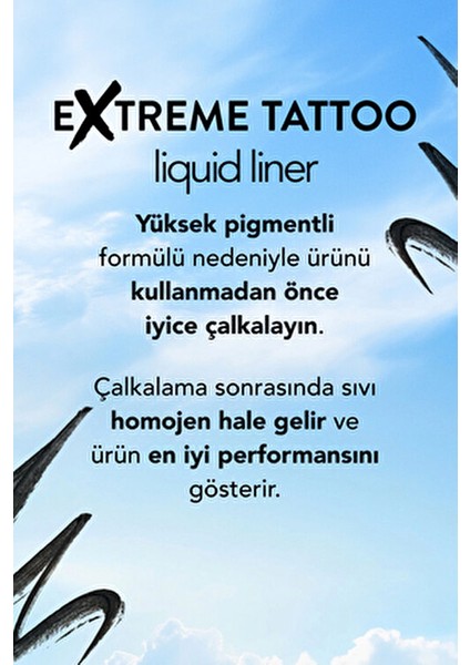 Extreme Tattoo Yüksek Pigmentli Mat Bitişli Akmayan Likit Göz Kalemi Siyah Renk