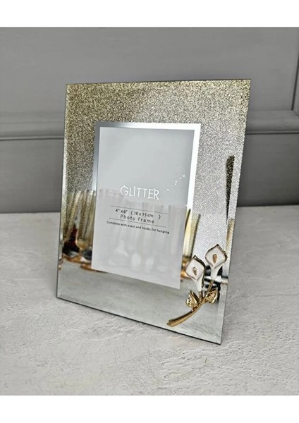 Göz Alıcı Parlaklık: 10X15 cm Simli Çiçekli Cam Fotoğraf Çerçevesi fiyatları