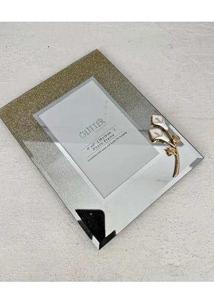 Göz Alıcı Parlaklık: 10X15 cm Simli Çiçekli Cam Fotoğraf Çerçevesi fırsatları