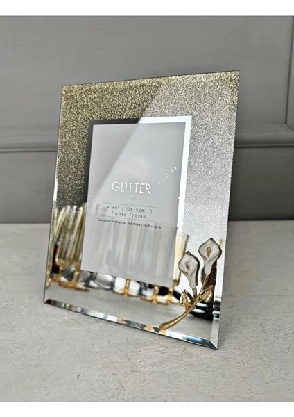 Göz Alıcı Parlaklık: 10X15 cm Simli Çiçekli Cam Fotoğraf Çerçevesi indirimleri