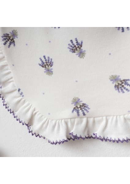 Sevimli Fırfırlı Lavanta Desenli Kendinden Eldivenli 0-3 Ay Bebek Tulum ve Battaniye Seti fırsatları