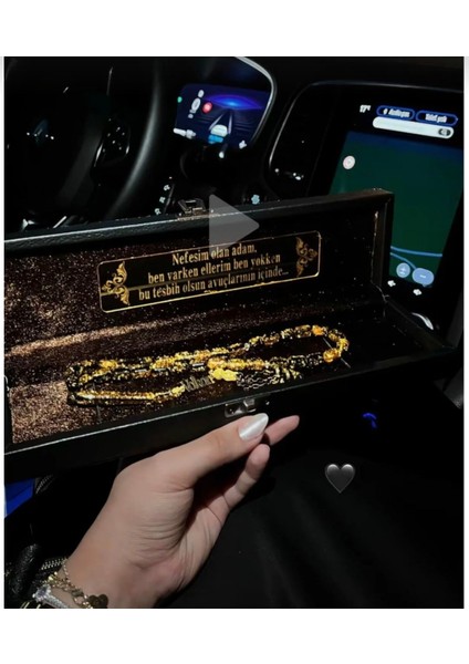 Altın Parçacıklı Orjinal Kehribar 925 Ayar Kişiye Özel Isimli Özel Yazılı Kutulu