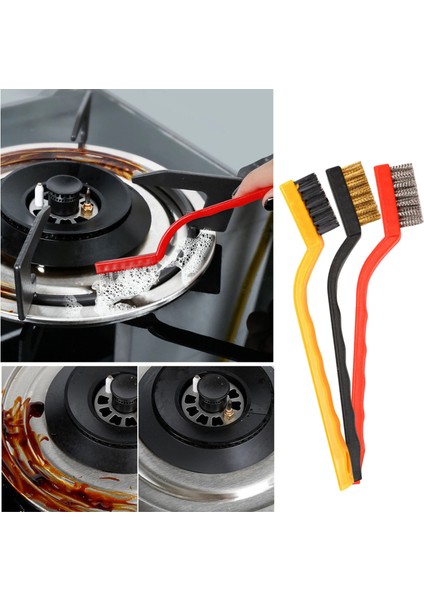 3 Lü Detay Temizlik Fırça Seti Araba -Mutfak Ocak - Fayans Temizlik Fırça (Bakır- Demir- Plastik)