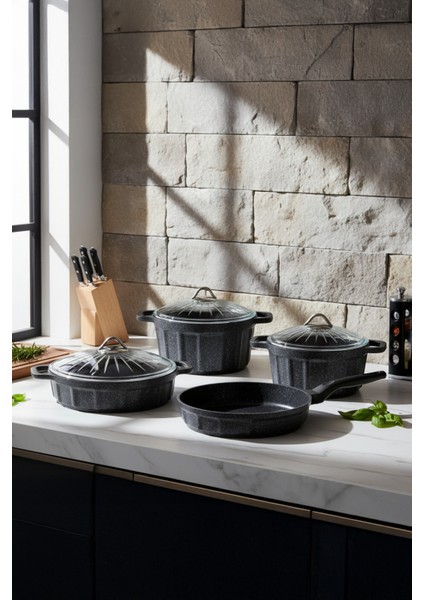 Chef’s Döküm 7 Parça Tencere ve Tava Seti modelleri