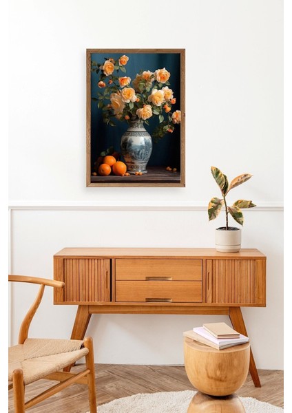 Çiçekli Vazo Ahşap Çerçeveli Tablo 30 x 42 modelleri
