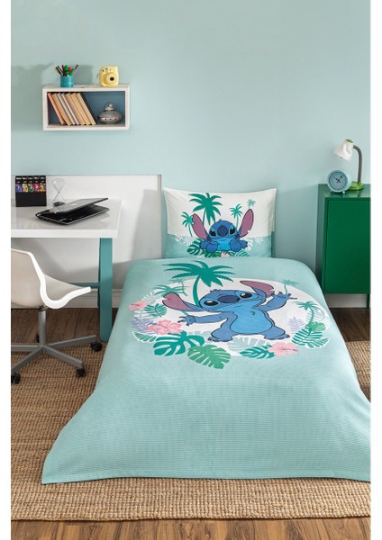 Stitch Summer Tek Kişilik Disney Lisanslı Lastikli Çarşaf Çocuk Nevresim Takımı fırsatları