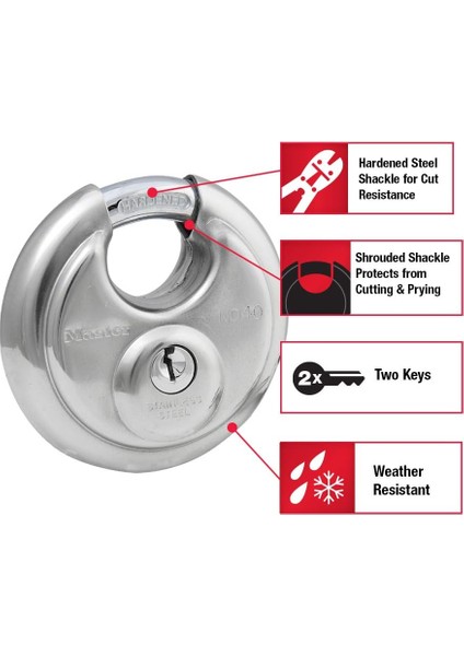 Anahtarlı 40D Paslanmaz Çelik Discus Asma Kilit, Gümüş fiyatları