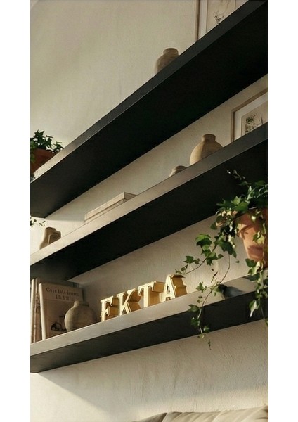 3lü Siyah Uçan Raf Duvar Rafı Duvar Kitaplık Raf Seti Duvar Aksesuarı (3 Adet 100X18CM) Mat Siyah indirimleri