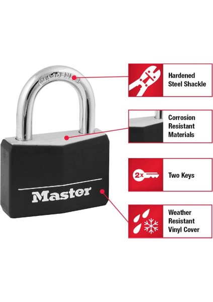 141Q Kapaklı Alüminyum Anahtarlı Asma Kilit, 4'lü Paket, Siyah fırsatları