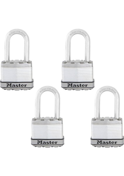 M1XQLF Magnum Ağır Hizmet Tipi Açık Asma Kilit, Anahtarlı, 4'lü Paket Anahtarlı, Gümüş