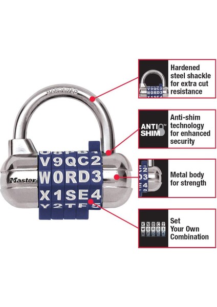 2-1/2 Inç (64 Mm) Genişliğinde Kendi Kelime Kombinasyonu Asma Kilidi Değiştirilebilir, Ç fiyatları