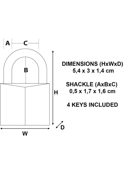 2930EURD Ekstra Kalın Prinç Anahtar Asma Kilit, Altın, 5,4 x 3 x 1,4 cm fırsatları