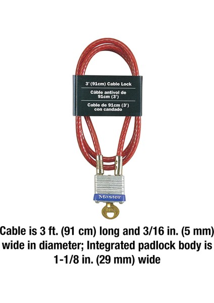 719D Çelik Kablo, Anahtarlı Entegre Dış Mekan Asma Kilidi, 1 Paket indirimleri