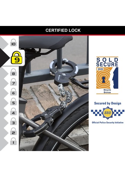 Kelepçe Kilidi - Bisiklet Kilidi [9 Bağlantı - 55 Cm] [sertifikalı] 8290EURDPRO - Scoote fırsatları