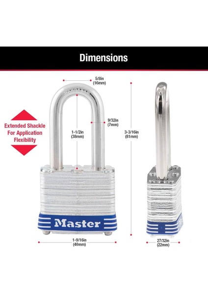 3dlf Uzun Kelepçe Asma Kilit, W / 1-1/2 Inç Kelepçe modelleri