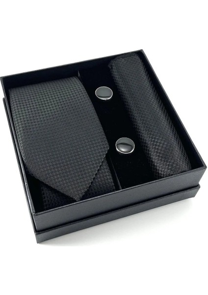 Kravat Düğme Set Siyah Desenli Kravat Mendil Kol Düğmesi Özel Set fiyatları