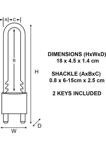 1950EURD Katı Pirinç Anahtar Asma Kilit, 7 Ila 15,5 cm Arasında Ayarlanabilir Kelepçeli, fırsatları